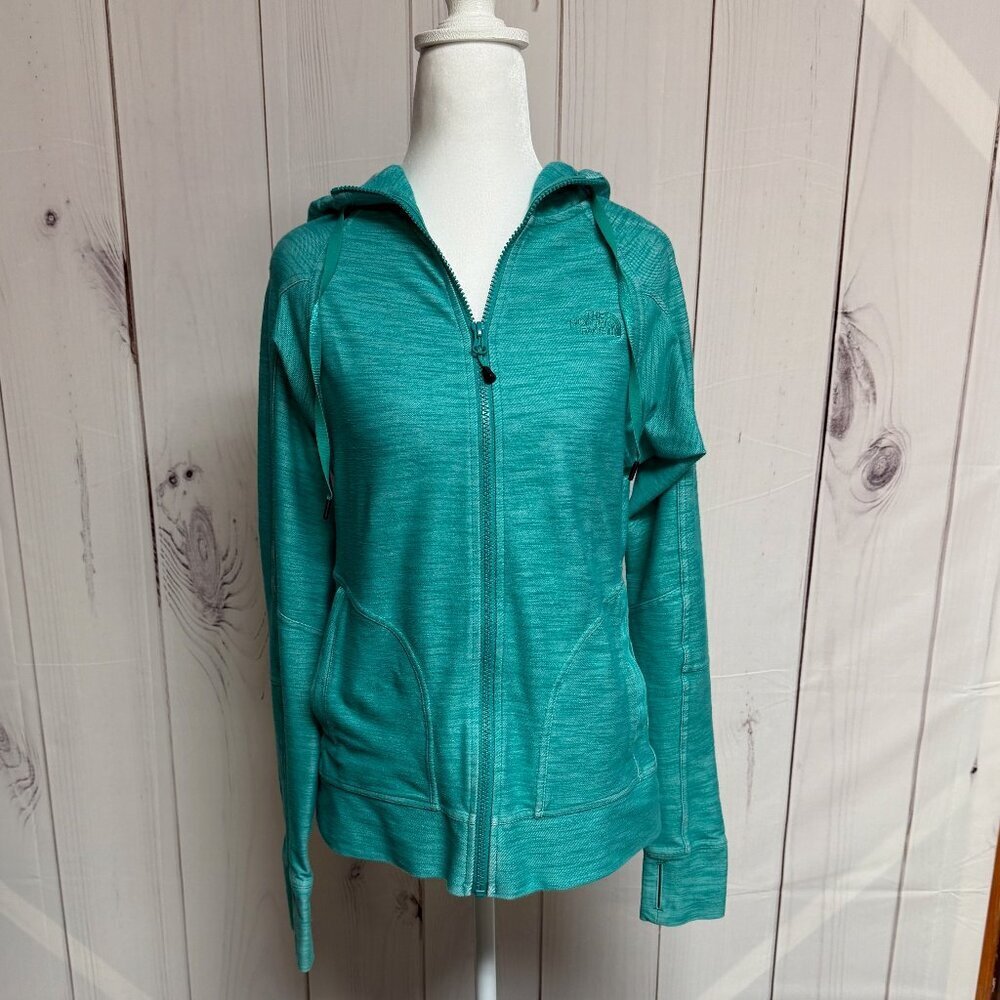The North Face Performance Hoodie Women's‎ M Teal Full Zip EUC